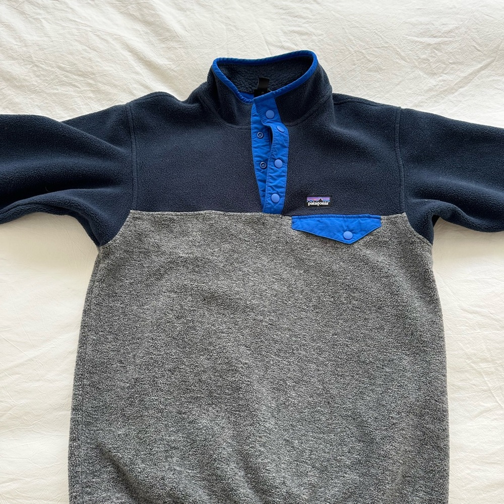 Patagonia Synchilla Navy and Gray Sweater
